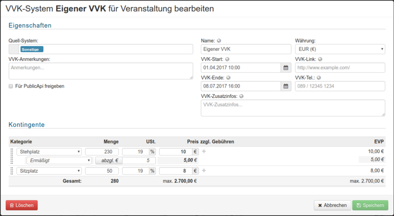 Ticket VVK System Modal